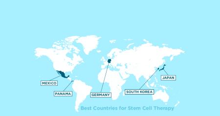 map of the world highlighting the best countries for stem cell therapy